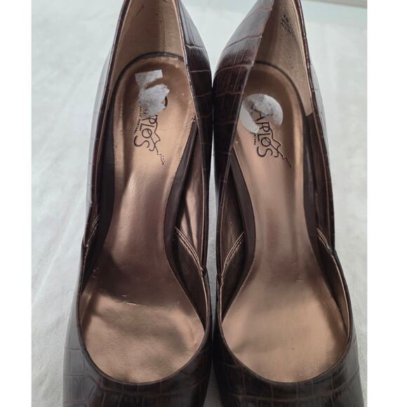 Carlos Santana Croc Skin Chocolate Brown Heels - 6M - Picture 5 of 8